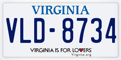 VA license plate VLD8734