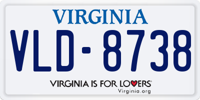 VA license plate VLD8738