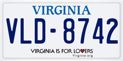 VA license plate VLD8742