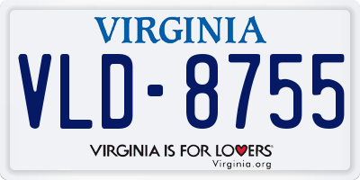 VA license plate VLD8755