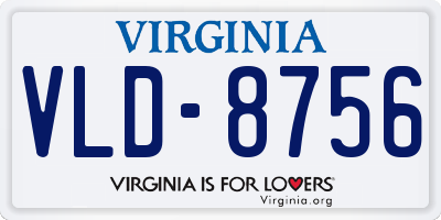 VA license plate VLD8756