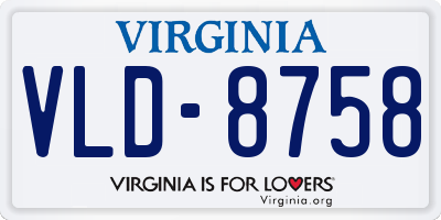 VA license plate VLD8758