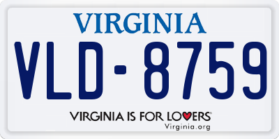 VA license plate VLD8759