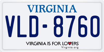 VA license plate VLD8760