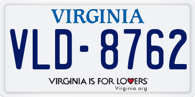 VA license plate VLD8762