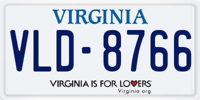 VA license plate VLD8766