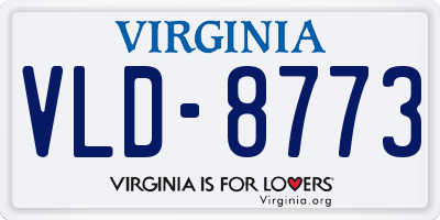 VA license plate VLD8773