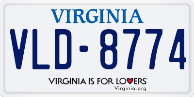 VA license plate VLD8774