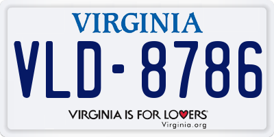 VA license plate VLD8786