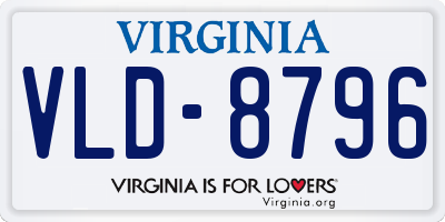 VA license plate VLD8796