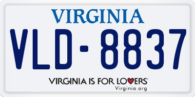VA license plate VLD8837