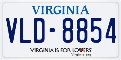 VA license plate VLD8854