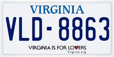 VA license plate VLD8863