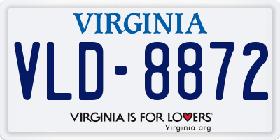 VA license plate VLD8872