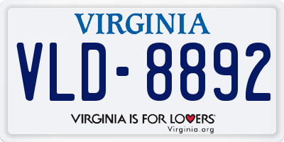 VA license plate VLD8892