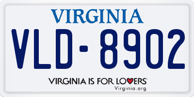 VA license plate VLD8902