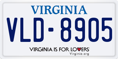 VA license plate VLD8905