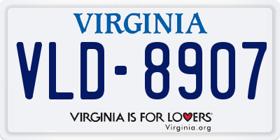 VA license plate VLD8907