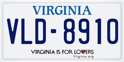 VA license plate VLD8910