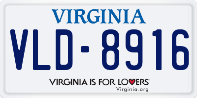 VA license plate VLD8916