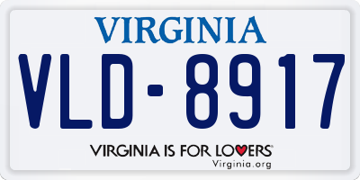 VA license plate VLD8917