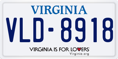 VA license plate VLD8918