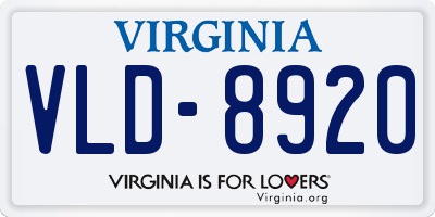 VA license plate VLD8920
