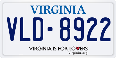 VA license plate VLD8922