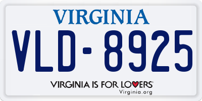 VA license plate VLD8925