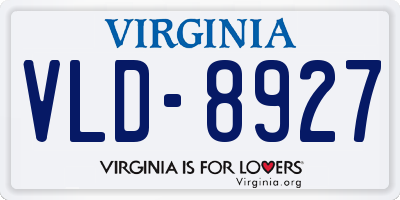VA license plate VLD8927