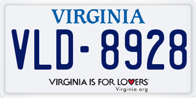 VA license plate VLD8928