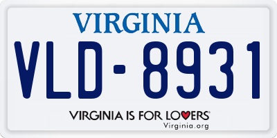 VA license plate VLD8931