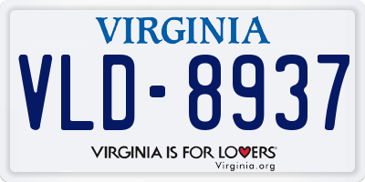 VA license plate VLD8937
