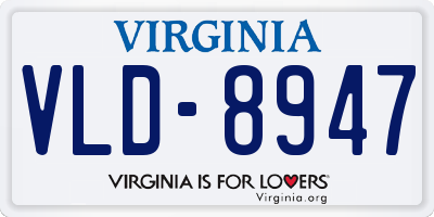 VA license plate VLD8947