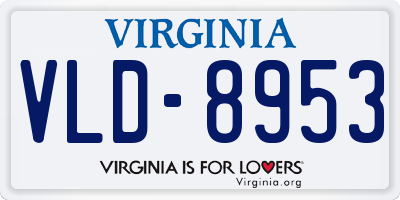 VA license plate VLD8953