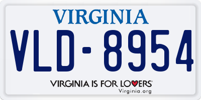 VA license plate VLD8954