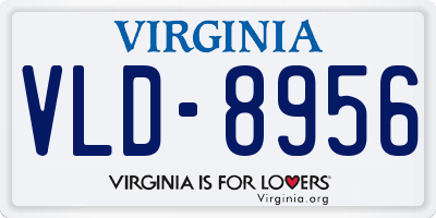 VA license plate VLD8956