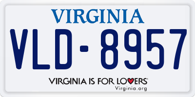 VA license plate VLD8957