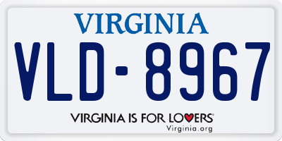 VA license plate VLD8967