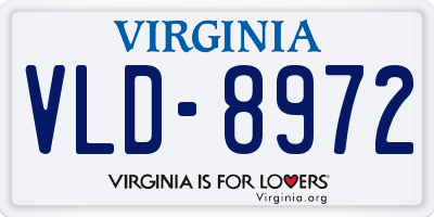 VA license plate VLD8972