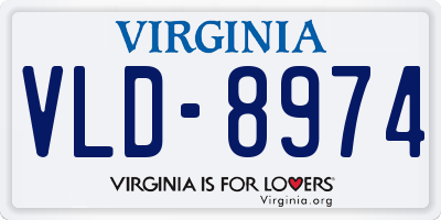 VA license plate VLD8974
