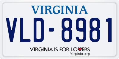 VA license plate VLD8981