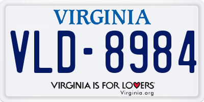 VA license plate VLD8984