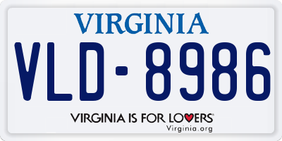 VA license plate VLD8986