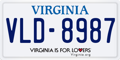 VA license plate VLD8987