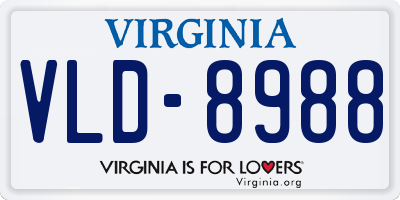 VA license plate VLD8988
