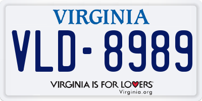 VA license plate VLD8989
