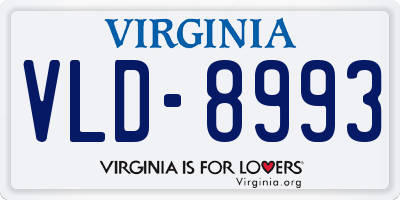 VA license plate VLD8993