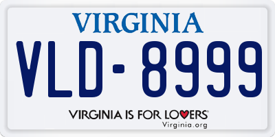 VA license plate VLD8999