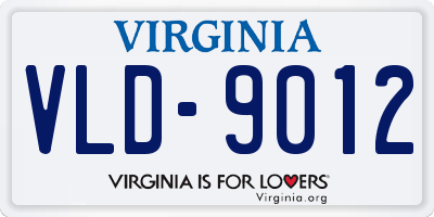 VA license plate VLD9012